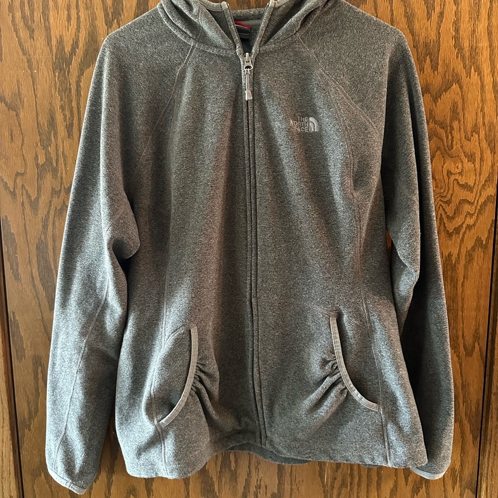 The North Face Heather Gray Full-Zip Hooded Fleece